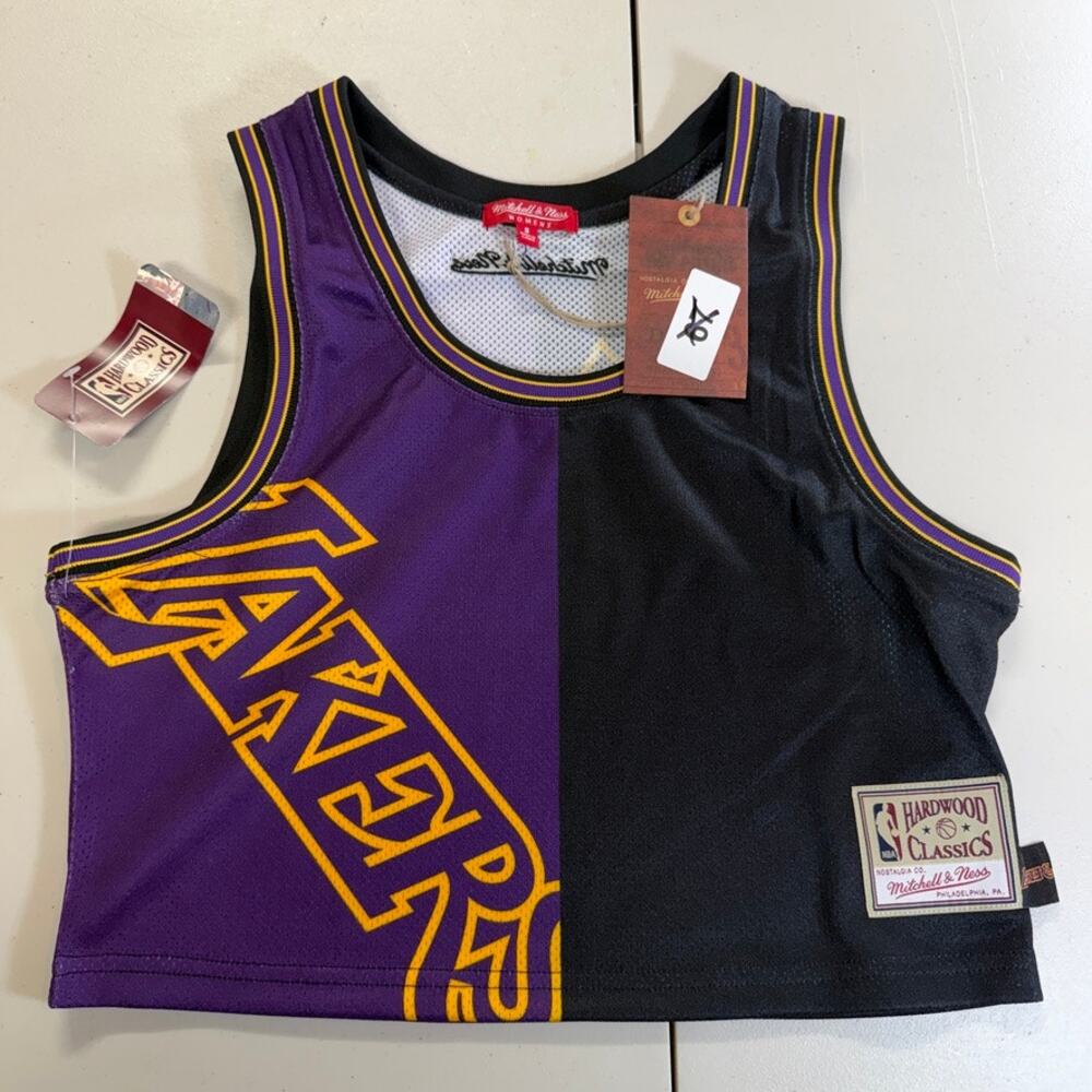 Los Angeles Lakers Mitchell & Ness NBA Women's Big Face Crop Tank Small NWT *